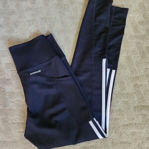 Adidas Aeroready 3 Stripe Leggings In Black Size 1/2